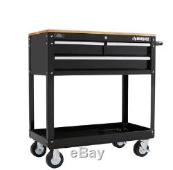 Tool Cart On Wheels Large Storage Metal Garage Rolling Heavy Duty 3 Drawer Shelf