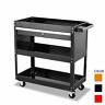 Tool Cart On Wheels With Lock Drawers, 3-tier Metal Rolling Utility Cart
