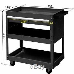 Tool Cart On Wheels with Lock Drawers, 3-tier Metal Rolling Utility Cart