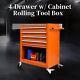 Tool Chest, 4-drawers Metal Rolling Tool Cart Storage Cabinet Organizer With Liner