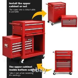 Tool Chest 6-Drawer Heightening Cabinet Rolling Storage Toolbox Combo Garage Red