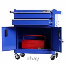 Tool Chest Heavy Duty Cart Steel Rolling Tool Box with Lockable Doors Blue