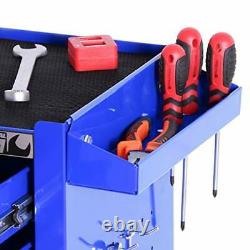 Tool Chest Heavy Duty Cart Steel Rolling Tool Box with Lockable Doors Blue
