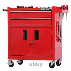 Tool Chest Heavy Duty Cart Steel Rolling Tool Box with Lockable Doors Red