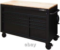 Tool Chest Work Bench Cabinet Adjustable Wood Top 52 in Rolling Garage Storage