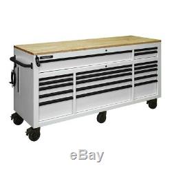 Tool Chest Work Bench Cabinet Adjustable Wood Top 72 In Rolling Garage ...