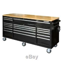 Tool Chest Work Bench Cabinet Adjustable Wood Top Rolling Garage Mobile Storage