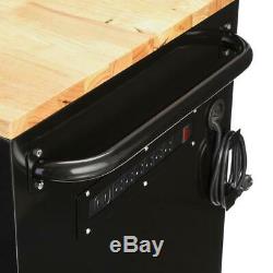 Tool Chest Work Bench Cabinet Adjustable Wood Top Rolling Garage Mobile Storage