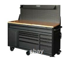 Tool Chest Work Bench Cabinet Pegboard Top 61in Rolling Garage Storage Husky NEW