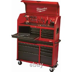 Tool Chest and Rolling Cabinet Set 46 in. 16-Drawer Steel Textur Red Black Matte