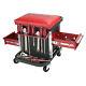 Tool Chest With Wheels Mechanic Stool Rolling Creeper Chair Garage Stool Box Red