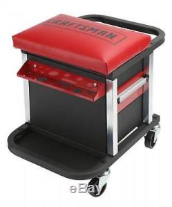 Tool Chest with Wheels Mechanic Stool Rolling Creeper Chair Garage Stool Box Red