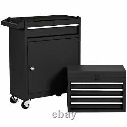 Tool Organizer Large Capacity Tool Chest& Cabinet 4-Wheel Rolling Toolbox Black