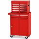 Tool Organizer Large Capacity Tool Chest& Cabinet 4-wheel Rolling Toolbox Red