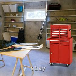 Tool Organizer Large Capacity Tool Chest& Cabinet 4-Wheel Rolling Toolbox Red