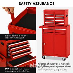 Tool Organizer Large Capacity Tool Chest& Cabinet 4-Wheel Rolling Toolbox Red