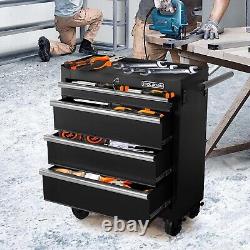 Tool Storage Cabinet/Cart 27Inch Metal Tool Cabinet with 4 Drawer, Rolling Wheel