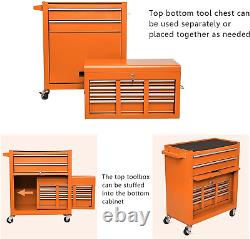 Tool Storage Cabinet Lockable Rolling Wheels Chest Removable Drawer Organizer