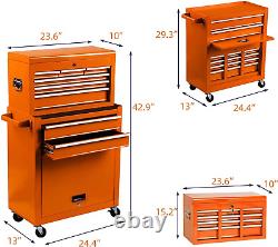 Tool Storage Cabinet Lockable Rolling Wheels Chest Removable Drawer Organizer