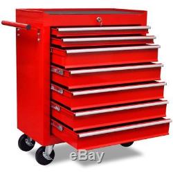 Toolbox Portable Rolling Workshop Tool Trolley 7 Drawers Work Station Chest Red