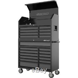 Toolbox Stack 21 Drawers Roll Cab & Top Box Heavy Duty with Charging Option Grey