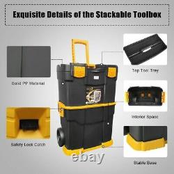 Toolbox Stackable Cabinet Storage Organizer Detachable Chest Rolling Safety Lock