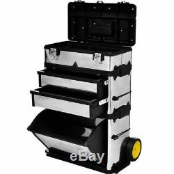 VidaXL 3-Part Rolling Tool Box with 2 Wheels Storage Cabinet Storage Boxes