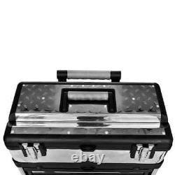 VidaXL 3-Part Rolling Tool Box with 2 Wheels USA