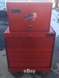Vintage 1970s Snap On KR557 Roll Cab & KRA-59C Top Box Toolbox Tool Chest Combo
