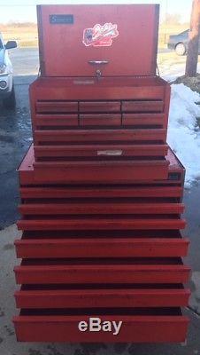 Vintage 1970s Snap On KR557 Roll Cab & KRA-59C Top Box Toolbox Tool Chest Combo