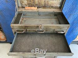 Vintage 40s Craftsman Rolling Toolbox & Tool Chest Cabinet 3-Drawer Roll Around