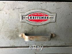 Vintage 40s Craftsman Toolbox Tool Chest Cabinet Steel Grey 3-Drawer Roll Around