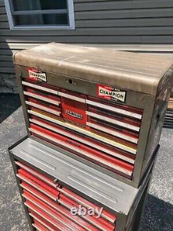 Vintage Craftsman 1970's Gray & Red Mechanics Rolling Tool Chest Box Cabinet