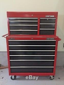 Vintage Craftsman 41 Rolling Rollaway Metal Tool Chest Combo 13 Drawer Red
