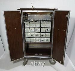 Vintage Modern Metals Rolling Medical Cart Cabinet Tool Box Chest Storage Wheels