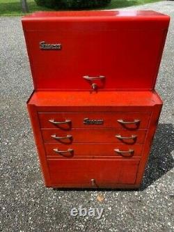 Vintage Snap-On Tool KR352 Roll Cab & KR56 Top Box Matching Combo 1956 With Keys