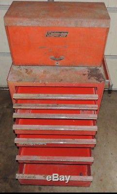 Vintage Snap-On top box and bottom KRA380A tool chest rolling cabinet