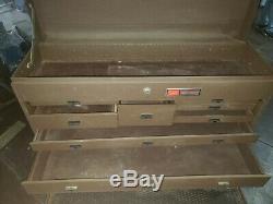 Vintage brown Craftsman Kennedy Tool Box Chest Cabinet Rolling Machinist