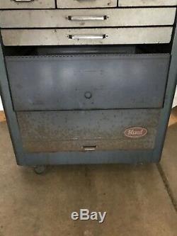 Vtg 1960's HUOT Tool Box Chest Rolling Cabinet -No Keys Like Craftsman SnapOn