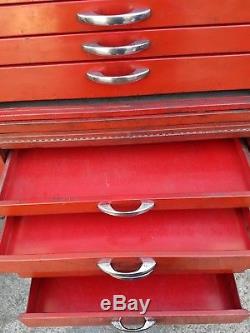 Vtg CORNWELL MAN Double Stack ROLLING Vertical TOOLBOX Tool Box HARDWARE Chest