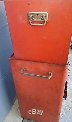 Vtg CORNWELL MAN Double Stack ROLLING Vertical TOOLBOX Tool Box HARDWARE Chest