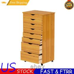 Wooden Tool Box Storage Cart 8 Drawer Extra Wide Filing Cabinet Organizer Chest