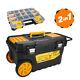 Wrightfits Rolling Tool Storage Box With Stackable Tool Organiser Box 300-2 In 1